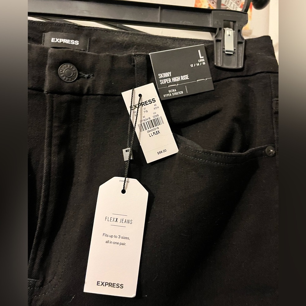 Express-size L=12/14/16 black skinny stretch jeans NWT - Picture 2 of 5